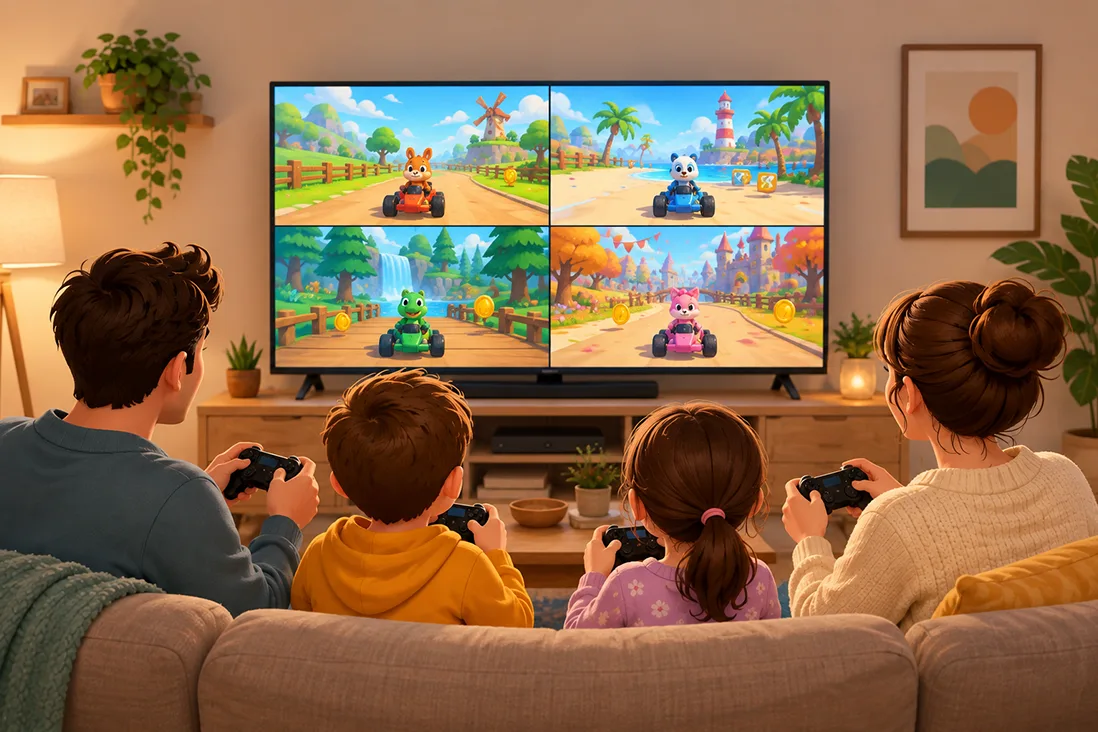 Illustration de Les meilleurs jeux Switch pour jouer à 4 en famille