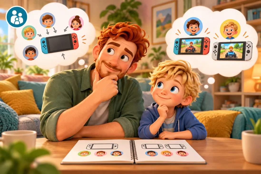 Illustration de Plusieurs enfants à la maison : faut-il acheter une deuxième Nintendo Switch ?