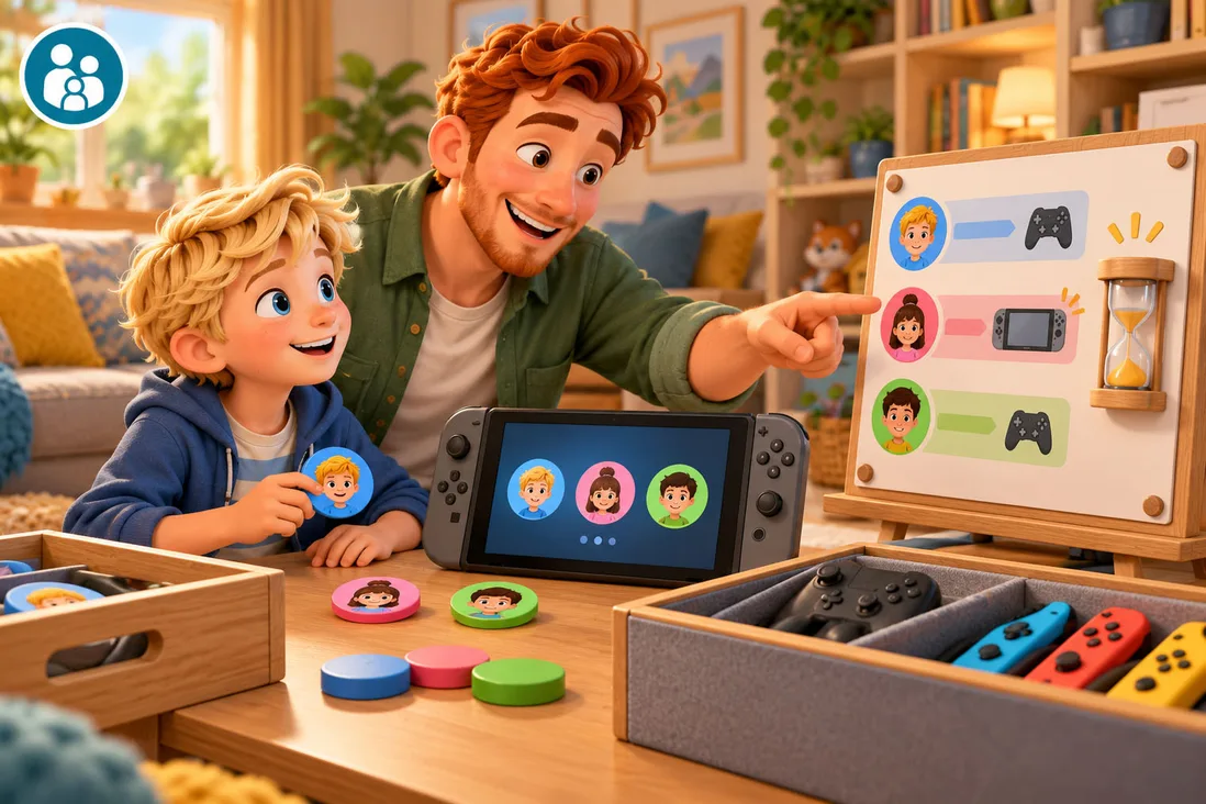 Illustration de Une seule Switch pour plusieurs enfants : comment bien s'organiser ?