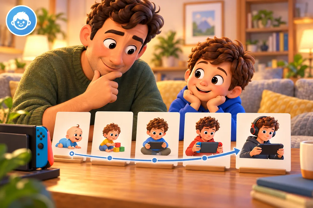 Illustration de À quel âge commencer à jouer à la Nintendo Switch ?