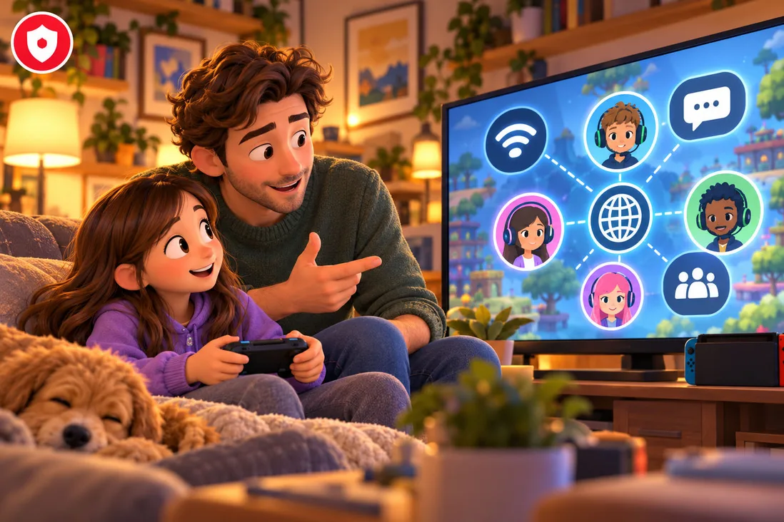 Illustration de Jeux en ligne sur Switch : ce que les parents doivent savoir